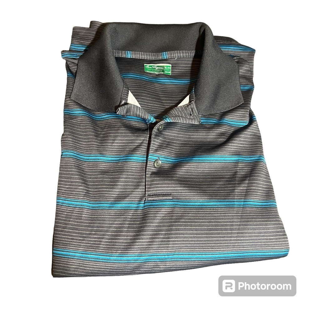 Ben Hogan Performance Mens Polo Golf‎ Shirt Size XL Stripped Grey And Blue
